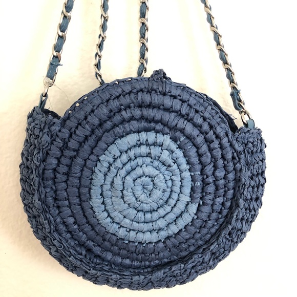 Inc Straw Circle Crossbody Blue Bag - Picture 4 of 6